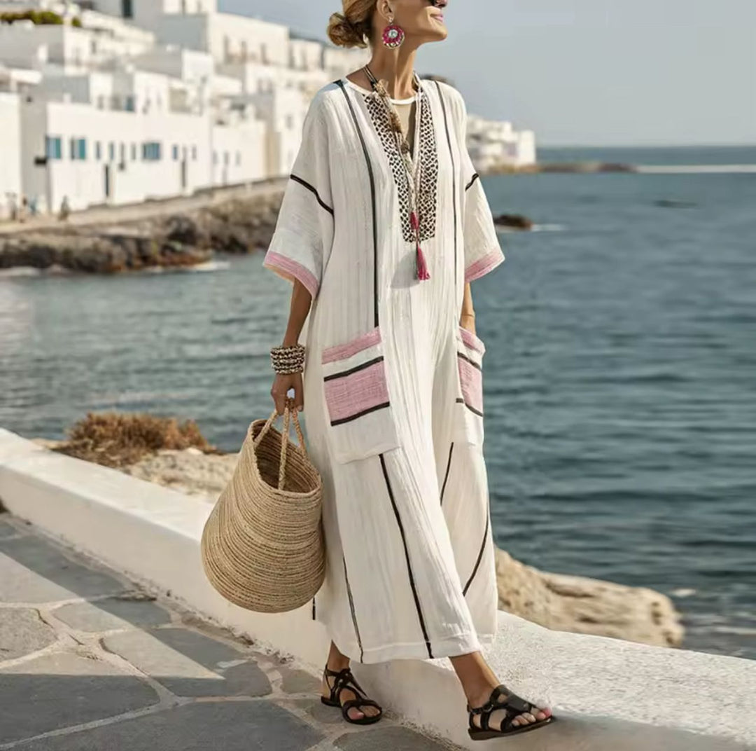 Robe Lunga Estiva "Jade" con Ricami Etnici