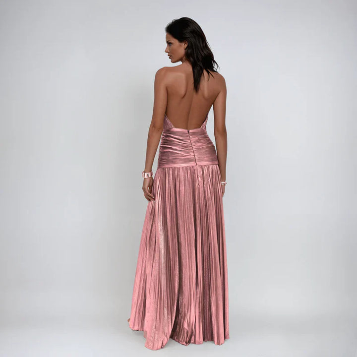 Emma | Vestito Halter Aperto sulla Schiena Metallico