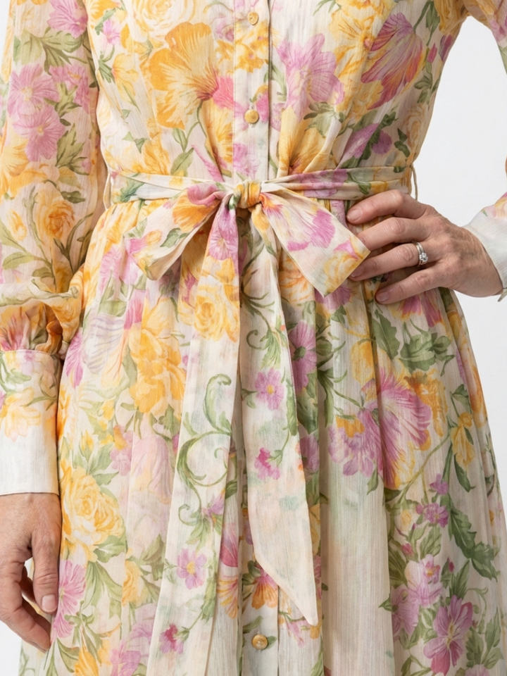 Cressida | Abito Maxi Lungo Trasparente con Fantasia Floreale