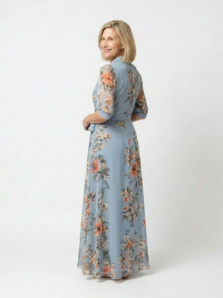Elowen | Abito Maxi V Neck con Stampa Floreale
